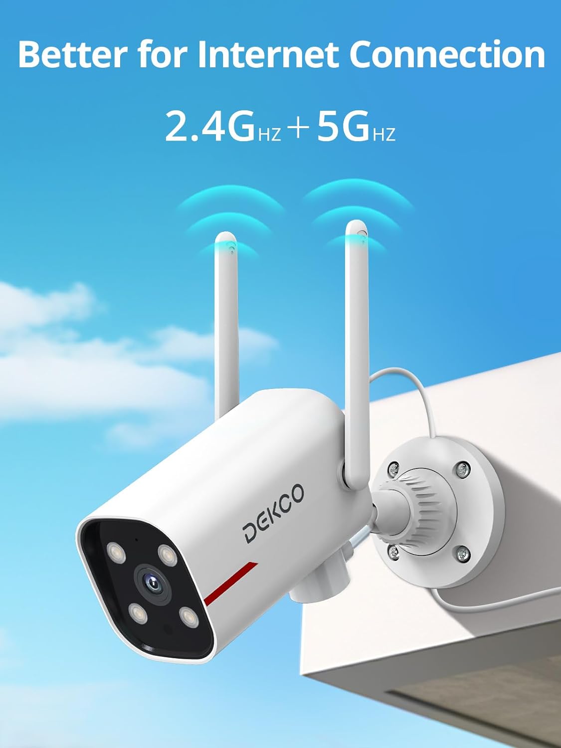 DEKCO - Cámara de seguridad para exteriores - Cámaras WiFi con cable giratorio...