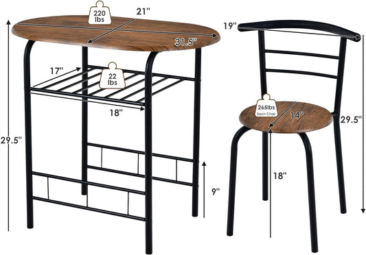 FANTASK Juego de mesa de comedor de 3 piezas, juego de mesa compacta y 2