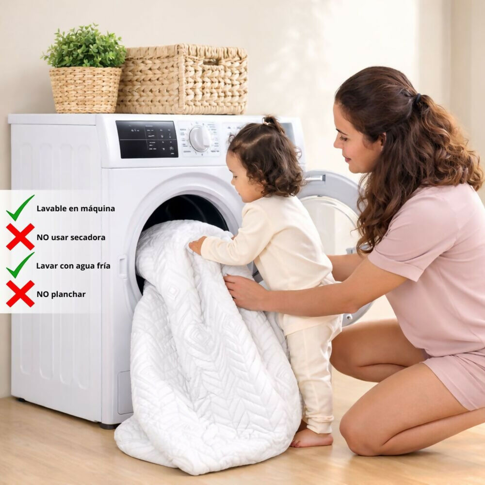 Combo protector colchon semidoble antifluido blanco 120x190cm