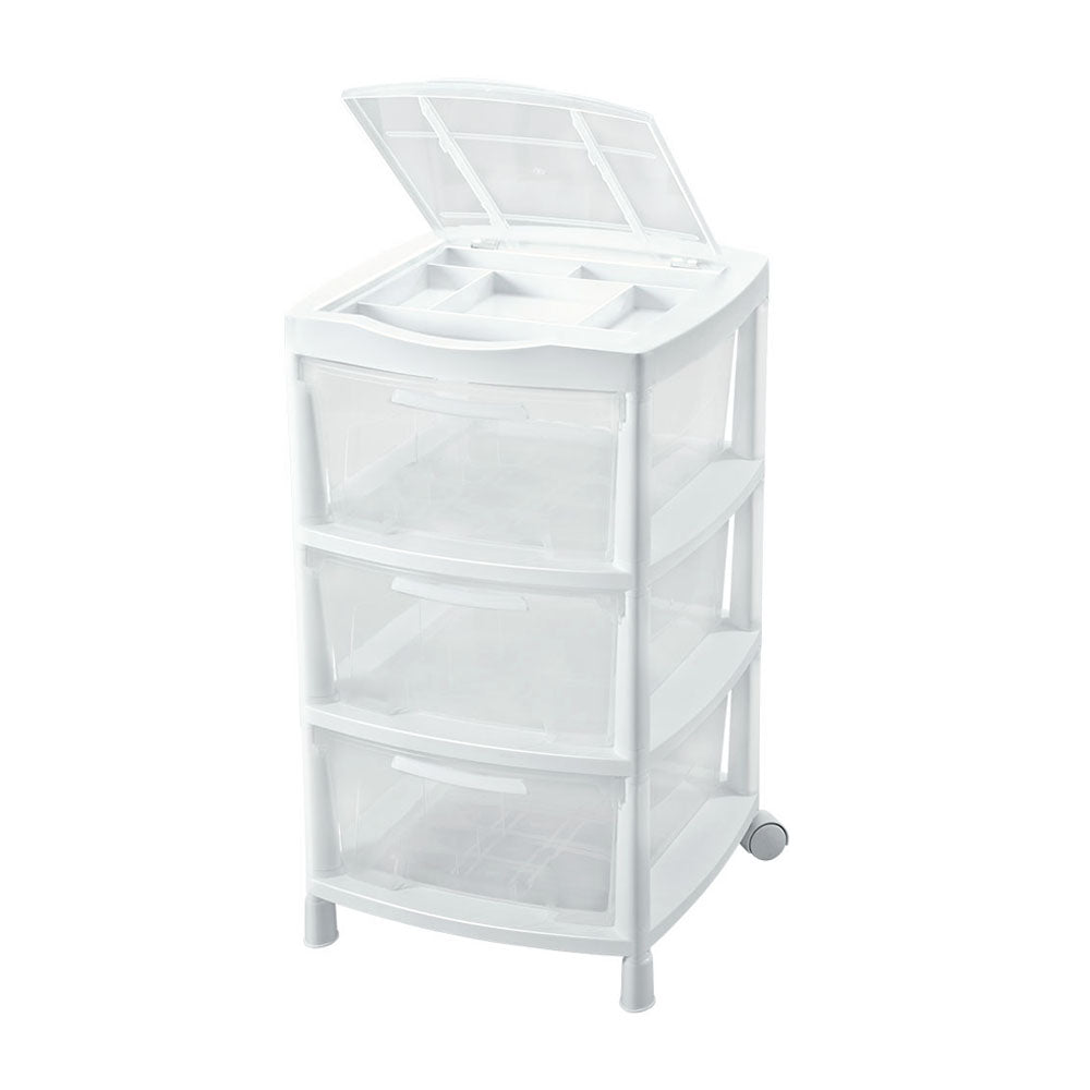 Gavetero Grande con 3 Gavetas y Tapa Organizadora Blanco