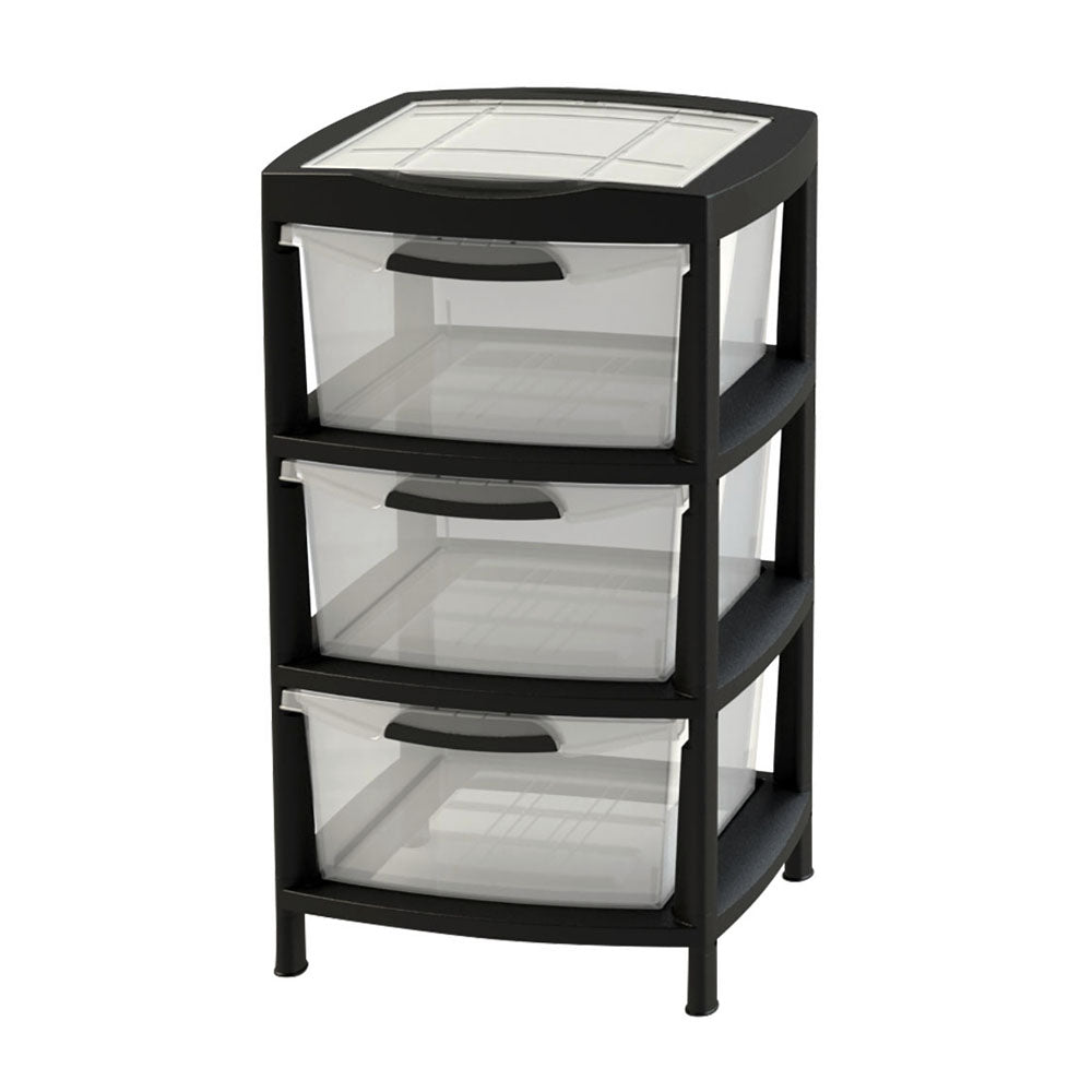 Gavetero Grande con 3 Gavetas y Tapa Organizadora Negro