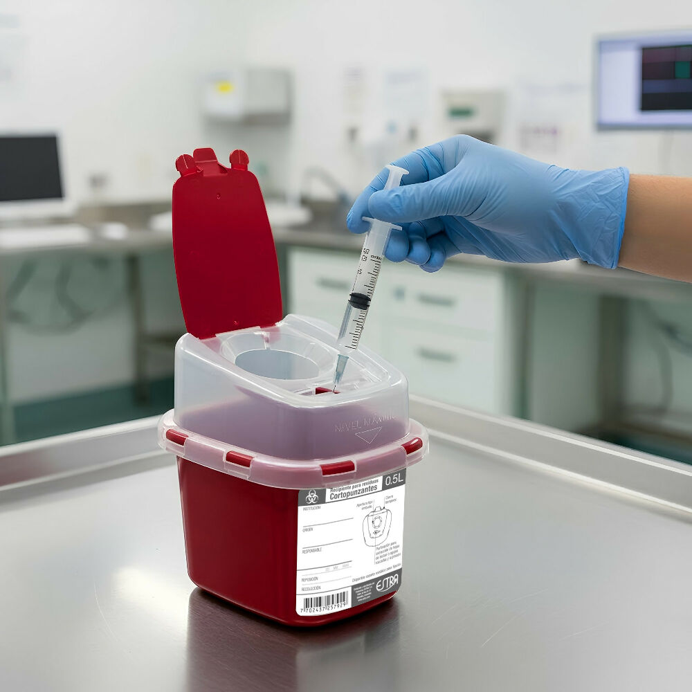 Recipiente Para Residuos Cortopunzantes 0.5L Rojo