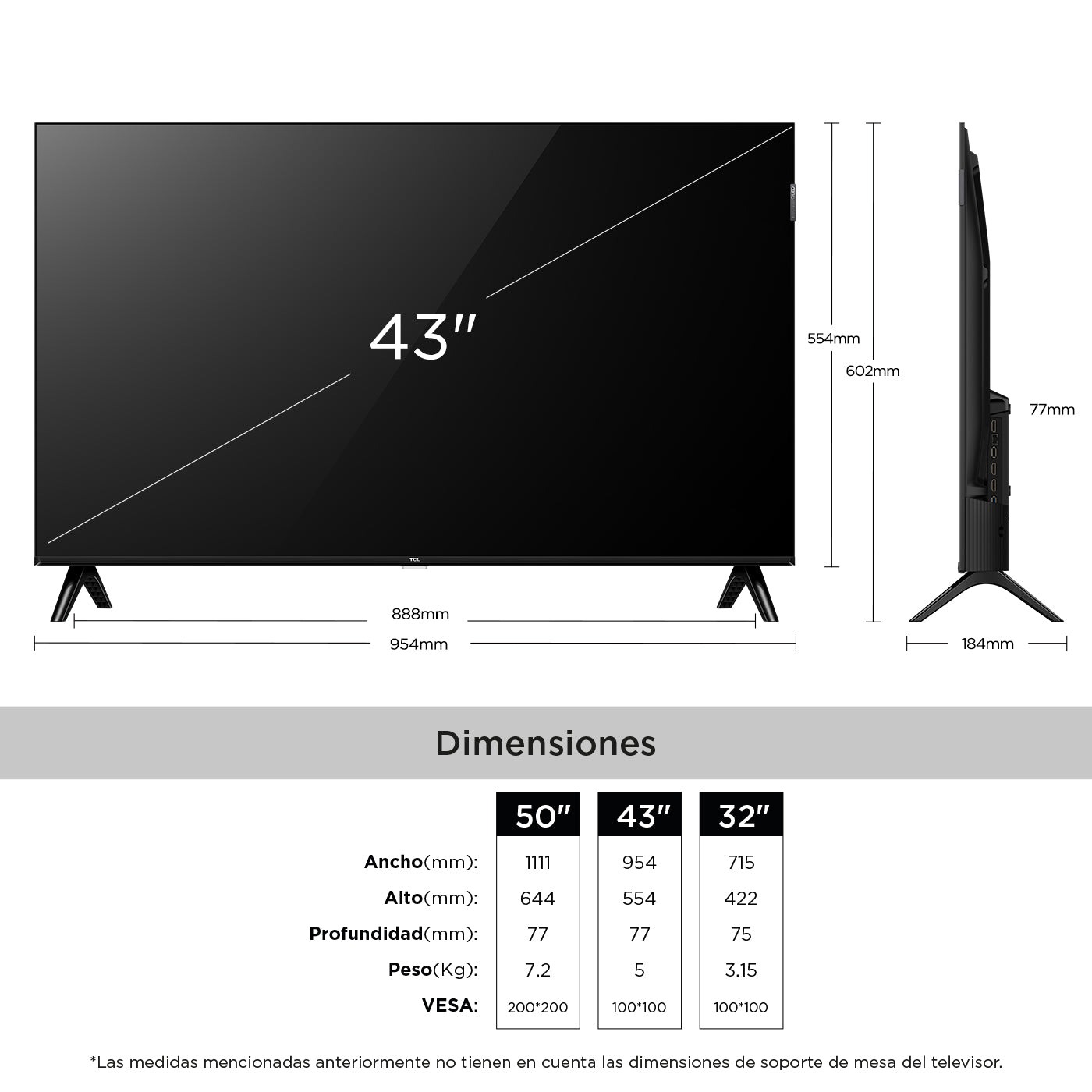Televisor TCL 43" 43S5K QLED FHD