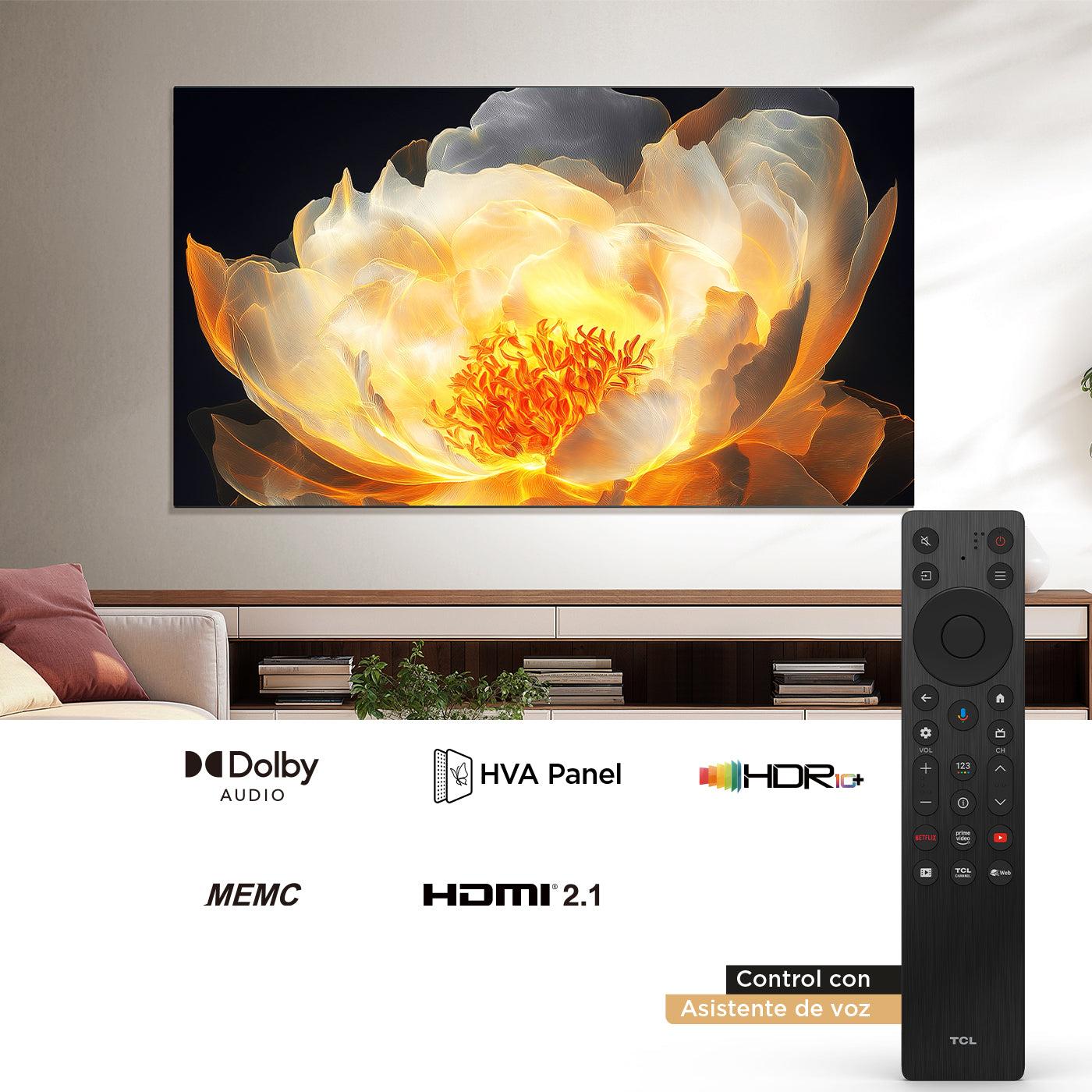 Televisor TCL 55" V6C 4K-UHD, Negro