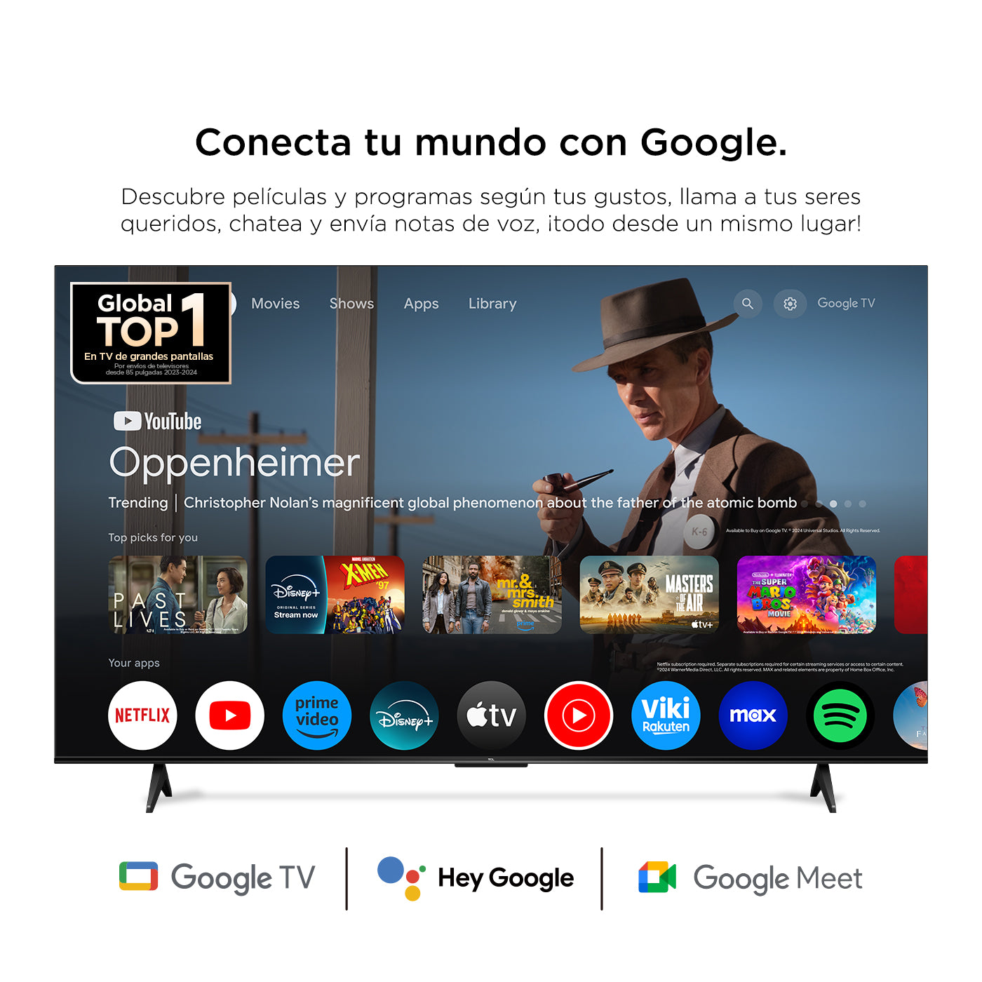 Televisor TCL 55" V6C 4K-UHD, Negro
