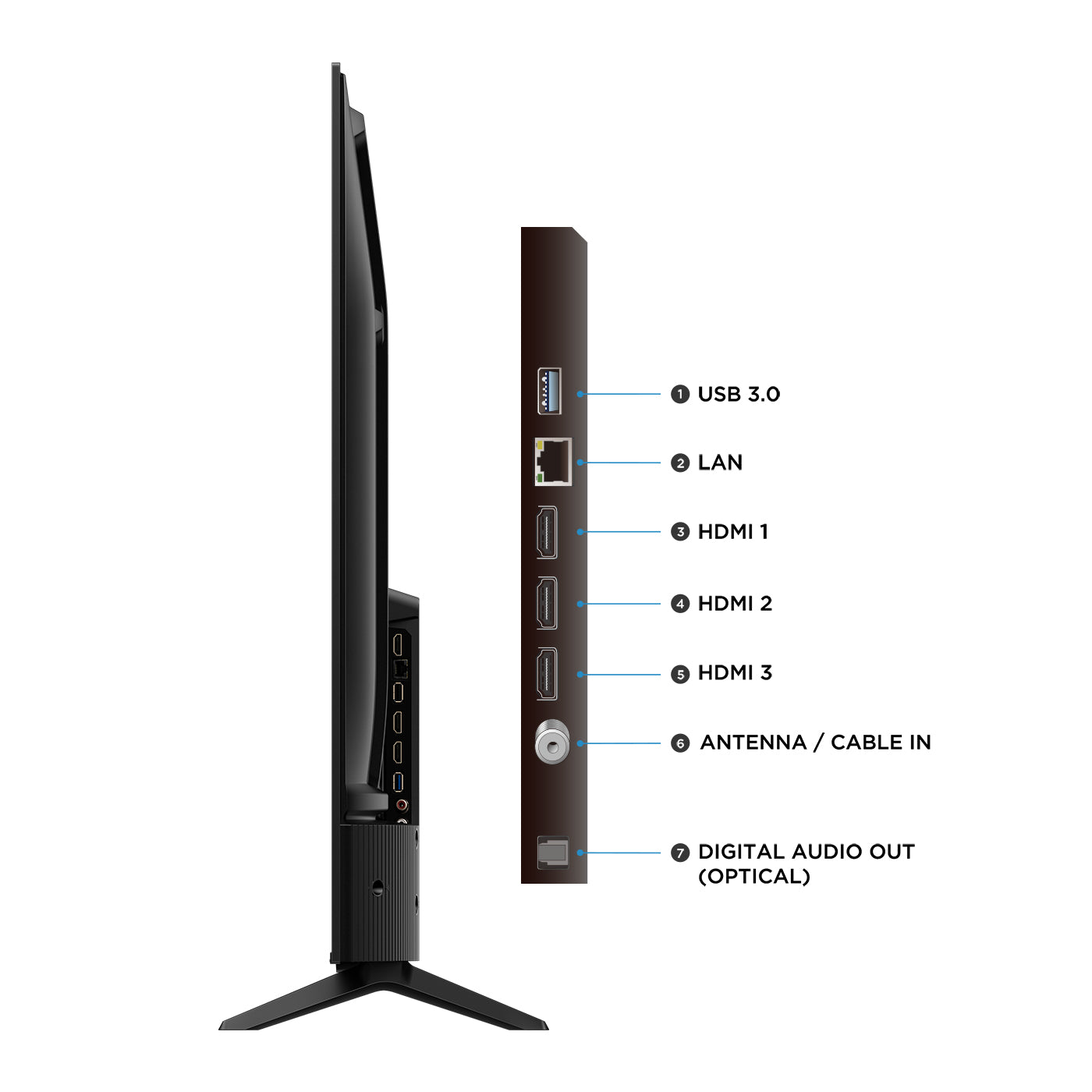 Televisor TCL 55" V6C 4K-UHD, Negro
