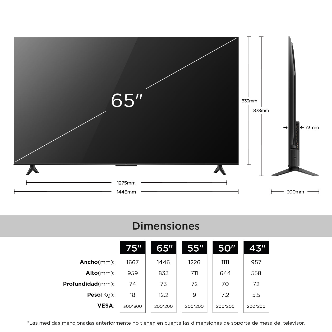 Televisor TCL 65" V6C LED 4K, Negro