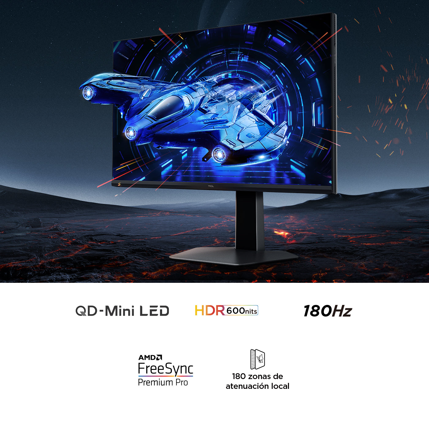 Monitor TCL Gamer 27" Pulgadas G64 QHD MiniLED, Negro