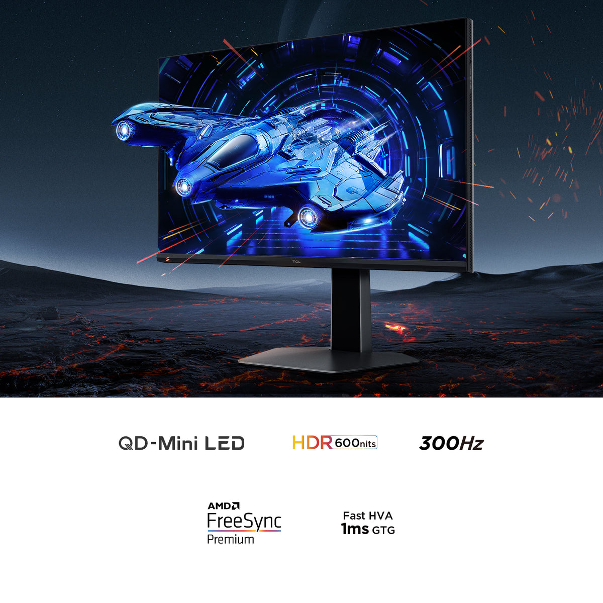 Monitor TCL Gamer 25" Pulgadas g64 FHD Miniled, Negro