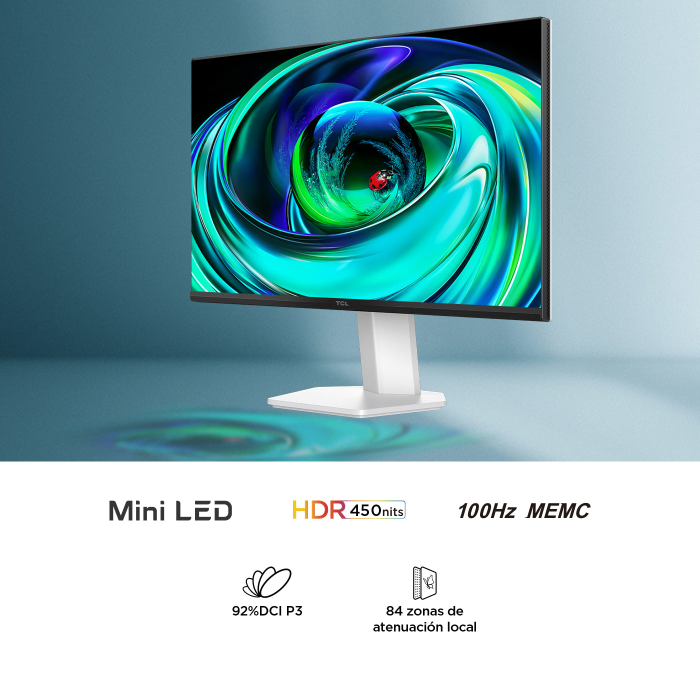 Monitor TCL 24" Pulgadas G54 FHD MiniLED Plano, Blanco