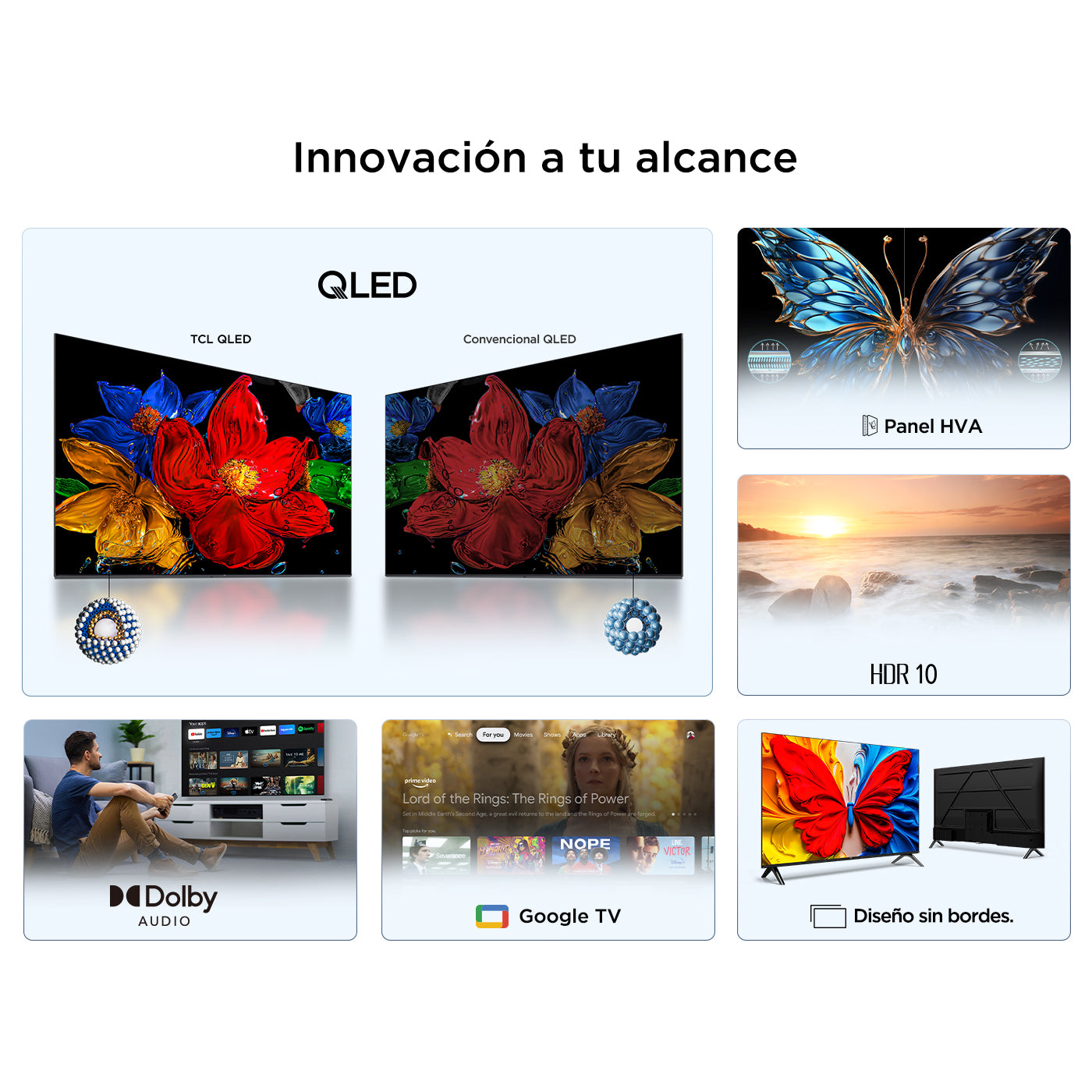 Televisor TCL 50" S5K FHD QLED, Negro