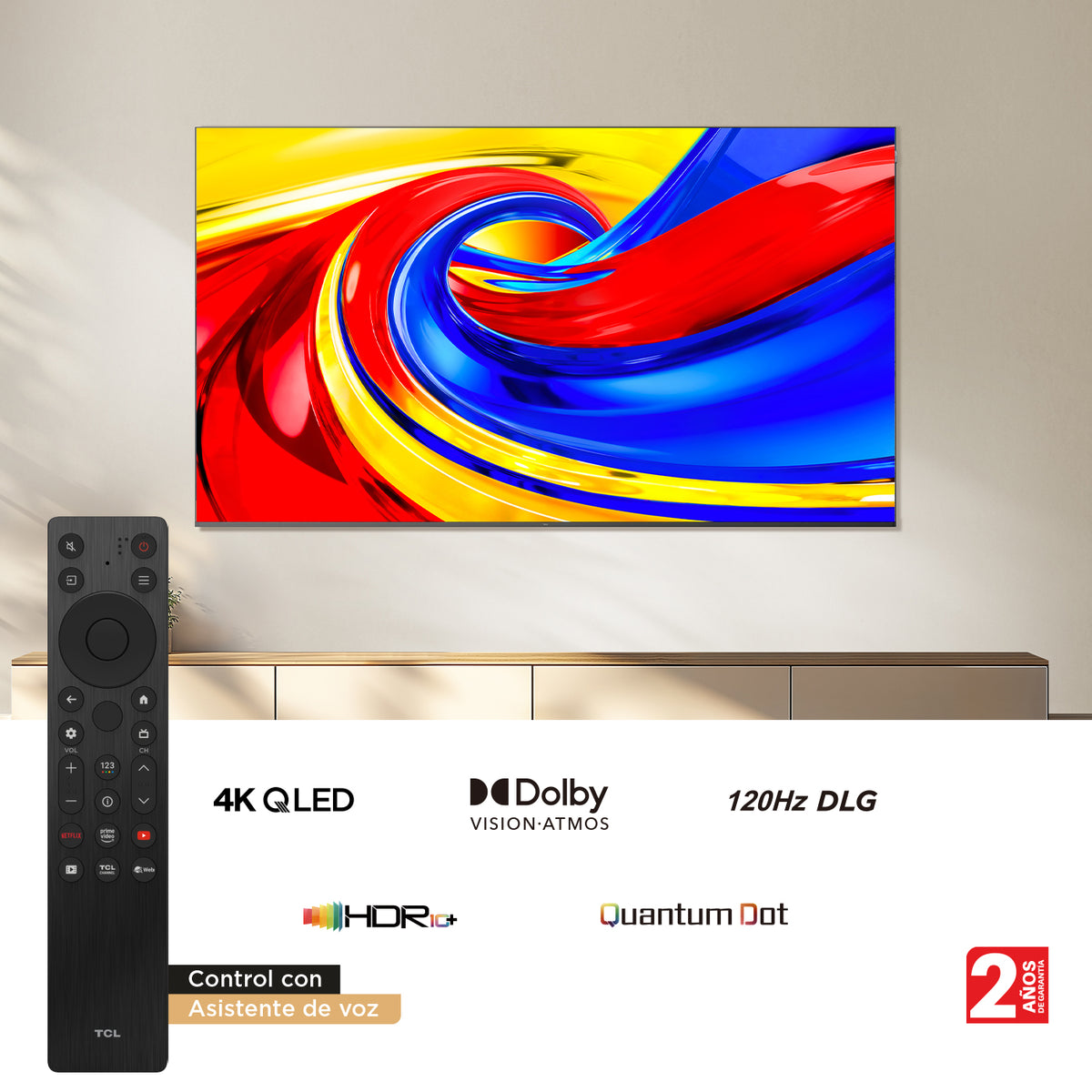 Televisor TCL 65" P7L QLED 4K UHD, Negro