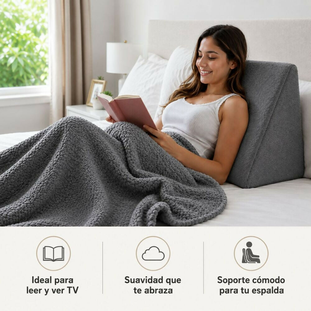 Combo cojin tv + cobija gris