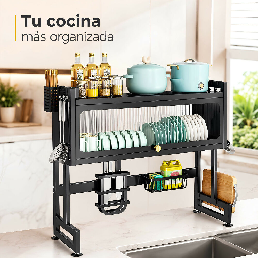 Escurridor De Platos Con Gabinete Y Tapa De 65 Cm Organizador De Loza