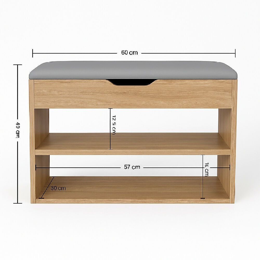 Mueble Organizador Zapatero-Baúl 43x60x30 Madera/Gris
