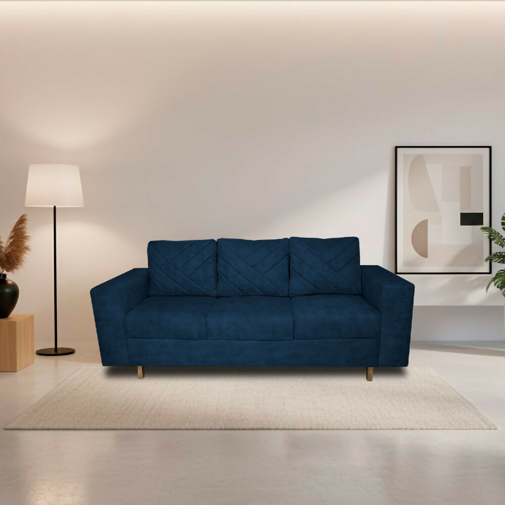 Sofa Amsterdam 3Ptos En Tela Amiglable Con Mascotas 205X72X75 Cm Azul Petroleo