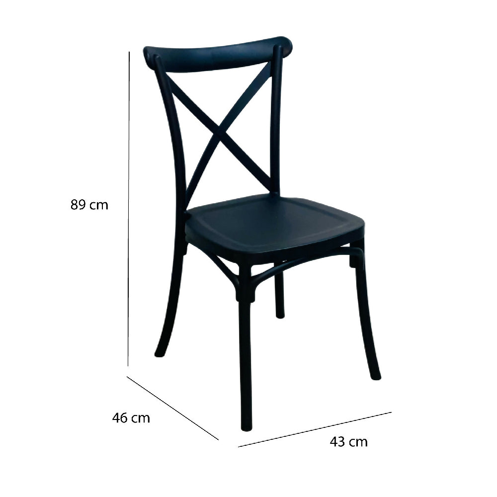 Comedor Redondo 74.5x80x80cm Amaretto + 2 Sillas Ibiza Negras