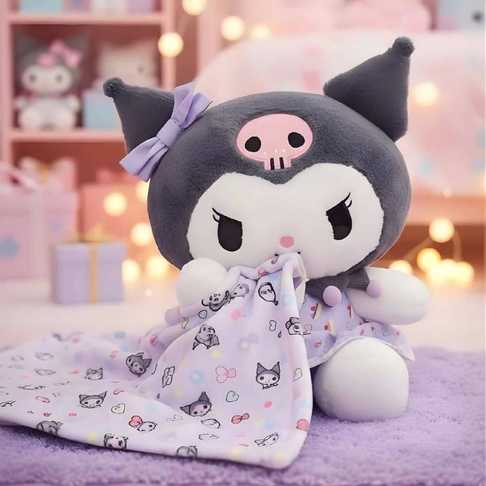 Peluche Manta Kuromi 40Cm Edición Vestido Lila Suave Ideal Para Regalo