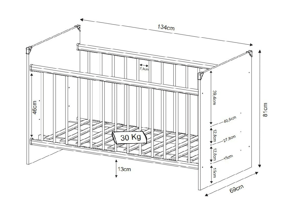 Cuna Jaén Blanco con Altura Ajustable