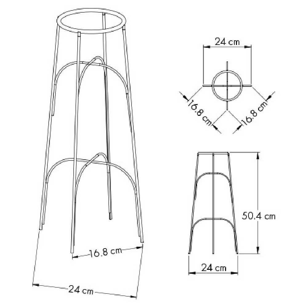 Soporte Piso Arco Alto con Matera Plastificado Golden Rouse