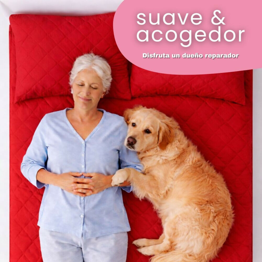 Combo protector colchon king antifluido rojo 200x200cm