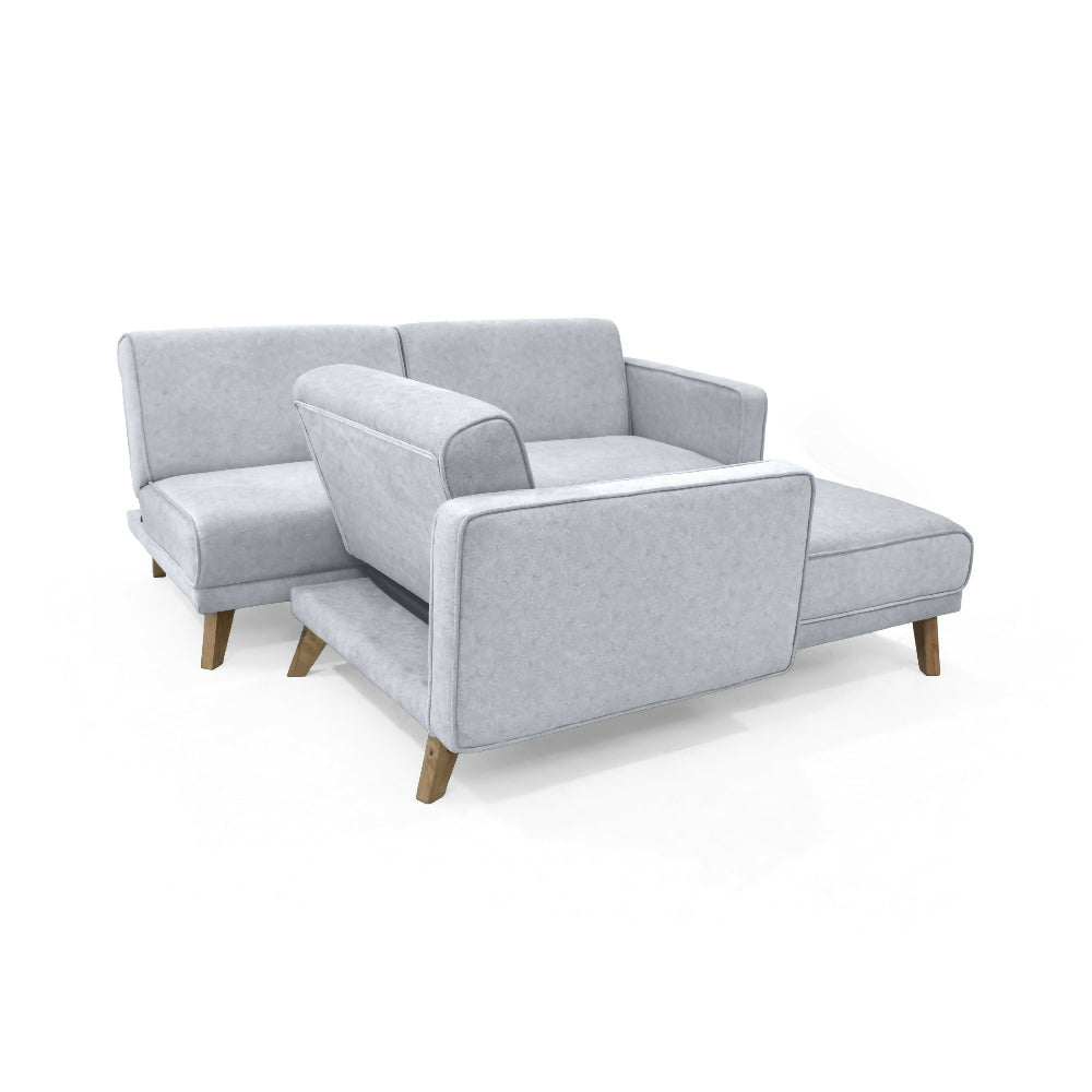 Sofa Cama en L Chelsea Derecho 265x160x76 Tela Plata