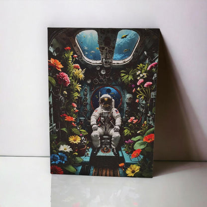 Lienzo Cuadro Arte Astronauta Botánico El Oasis Espacial 60X43CM