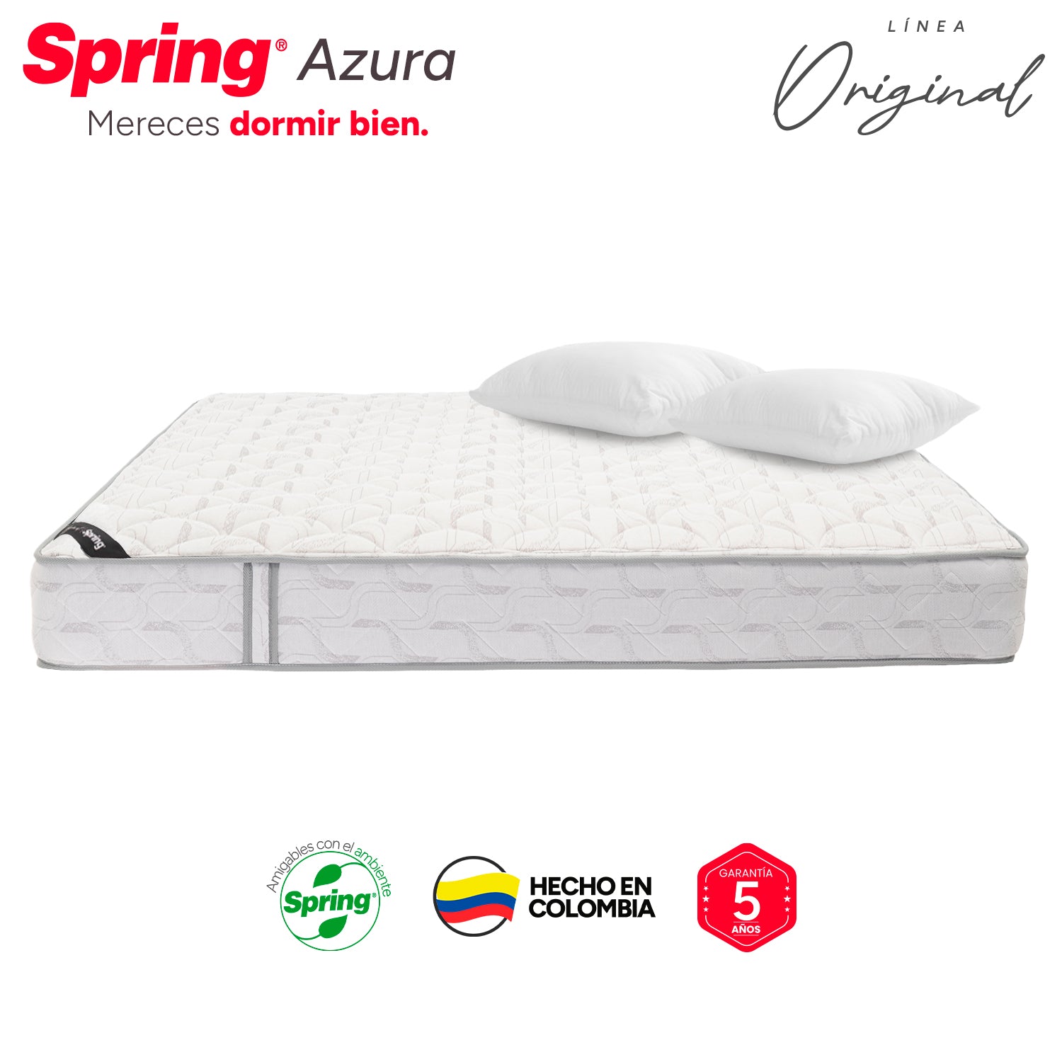 Colchón Spring Smart 200X200 Gratis Set Almohadas Siliconadas
