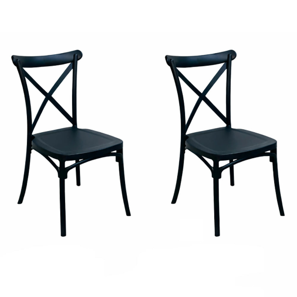 Comedor Redondo 74.5x80x80cm Amaretto + 2 Sillas Ibiza Negras