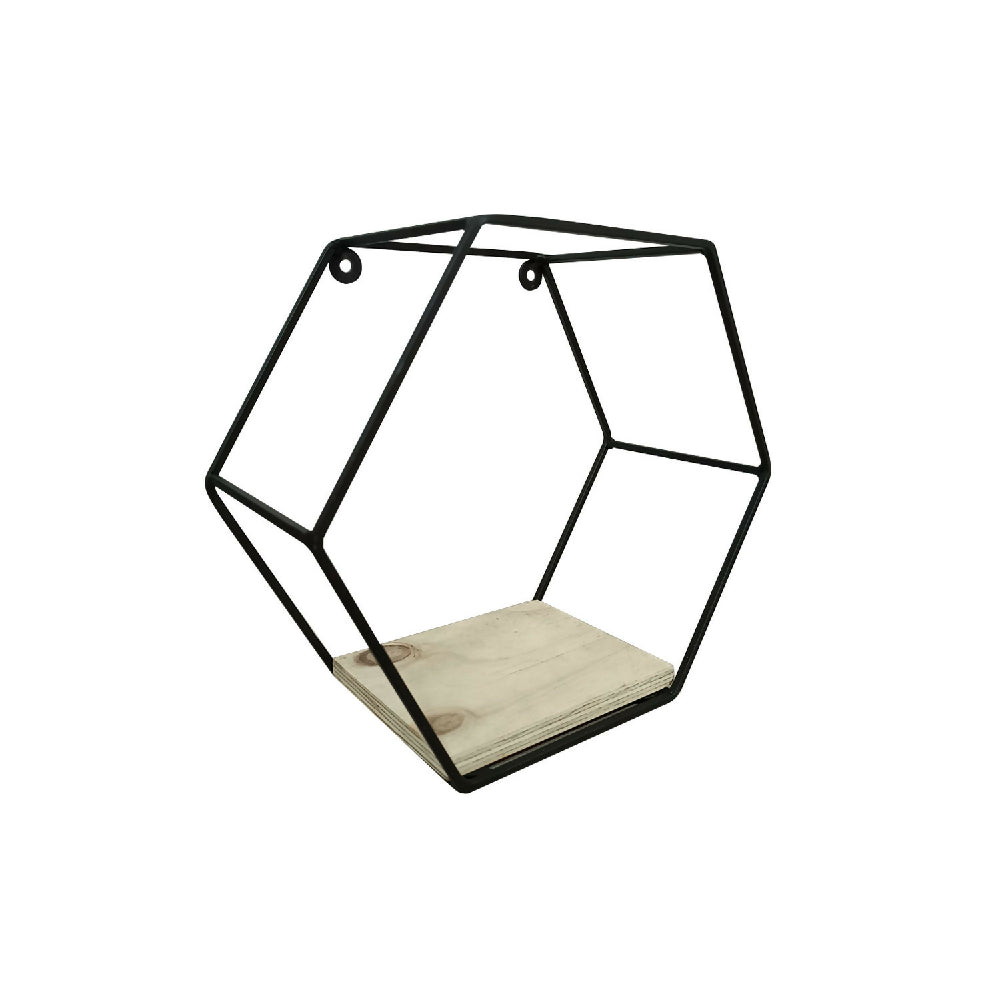 Repisa Hexagono Metal, Negro