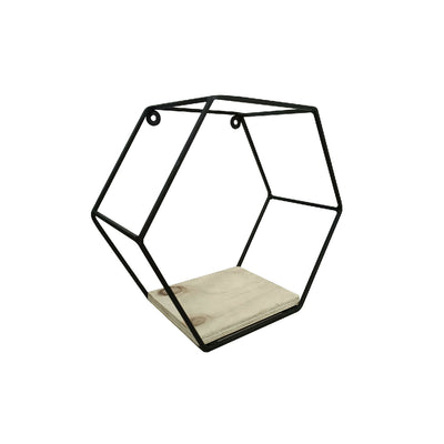 Repisa Hexágono Metal, Negro