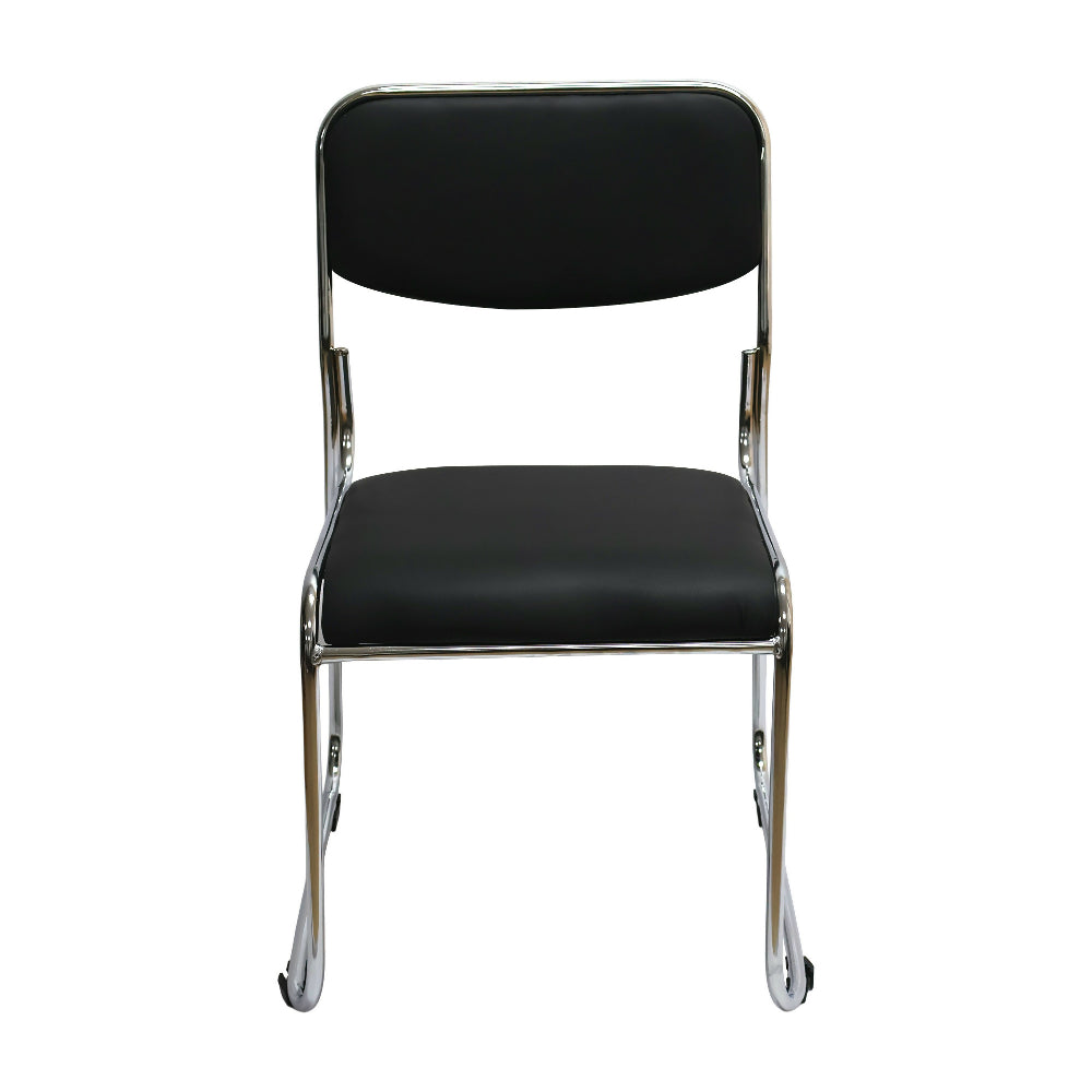 Silla Interlocutora Fija de Oficina Dubai Negra Cromada