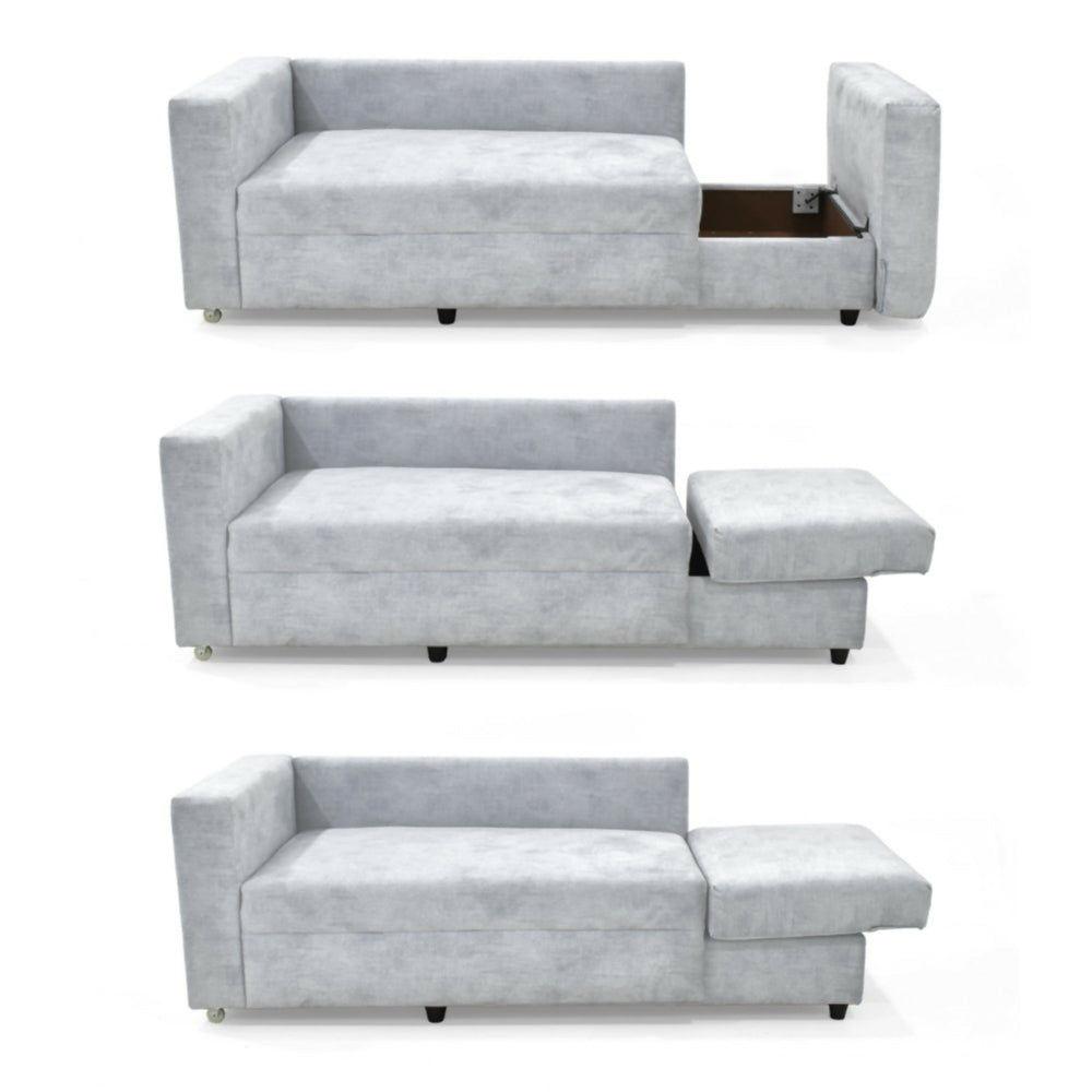 Sofa Cama Baxter 160x80x68 Con Baul Tela Plata