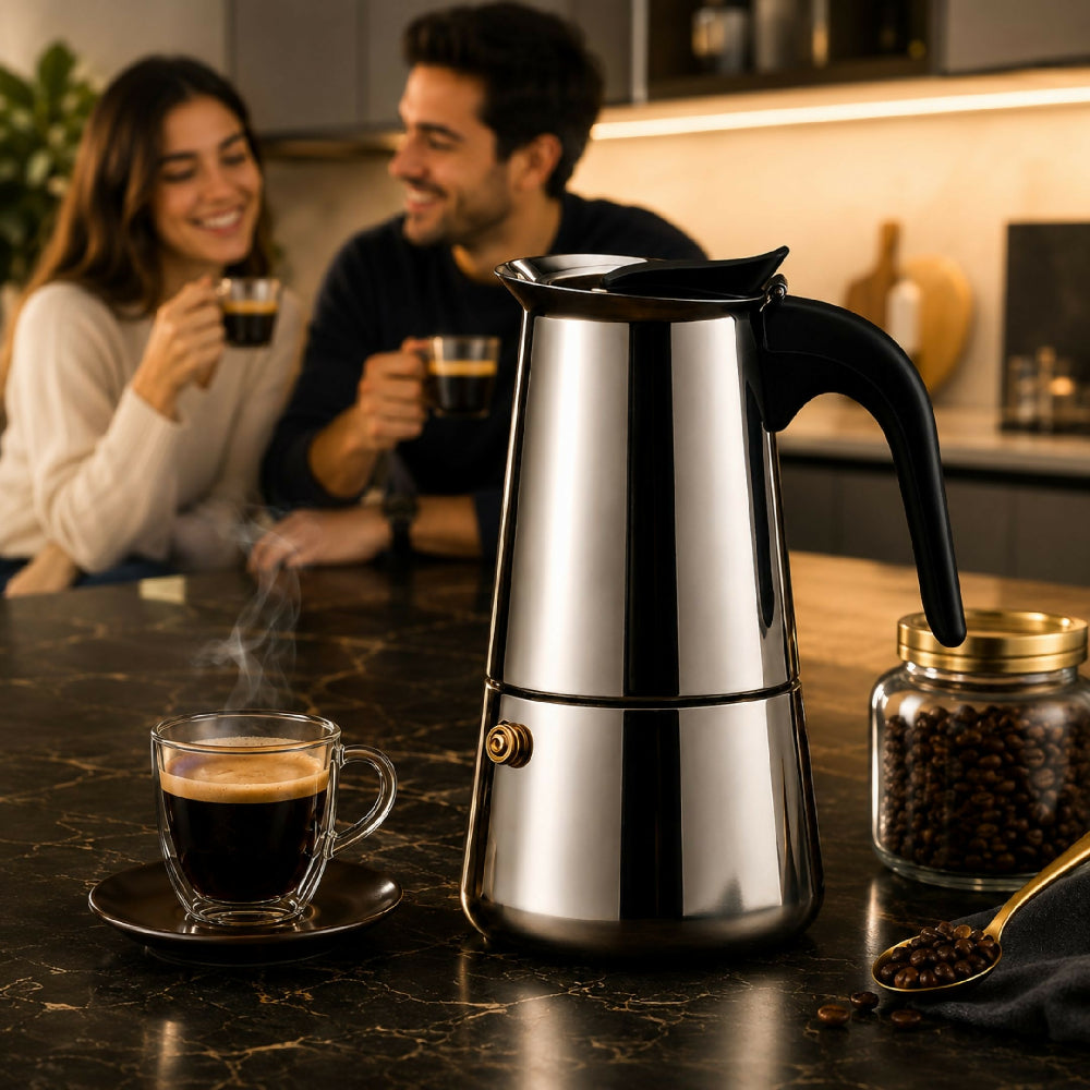 Cafetera Expreso Italiana De Lujo Acero Inoxidable 9 Tazas