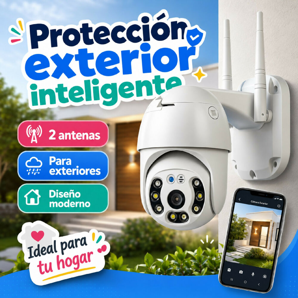 Cámara Interperie De Seguridad Para Exterior Con 2 Antenas Wi-Fi 360°