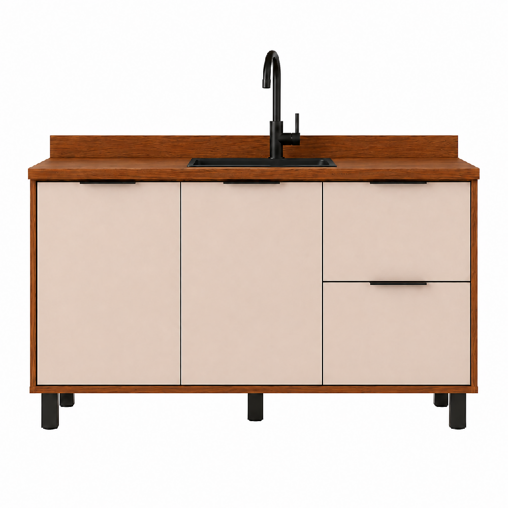Cocina 180 cm Bahamas 4 Puertas 2 Cajones - Almendra/Blanco Apagado