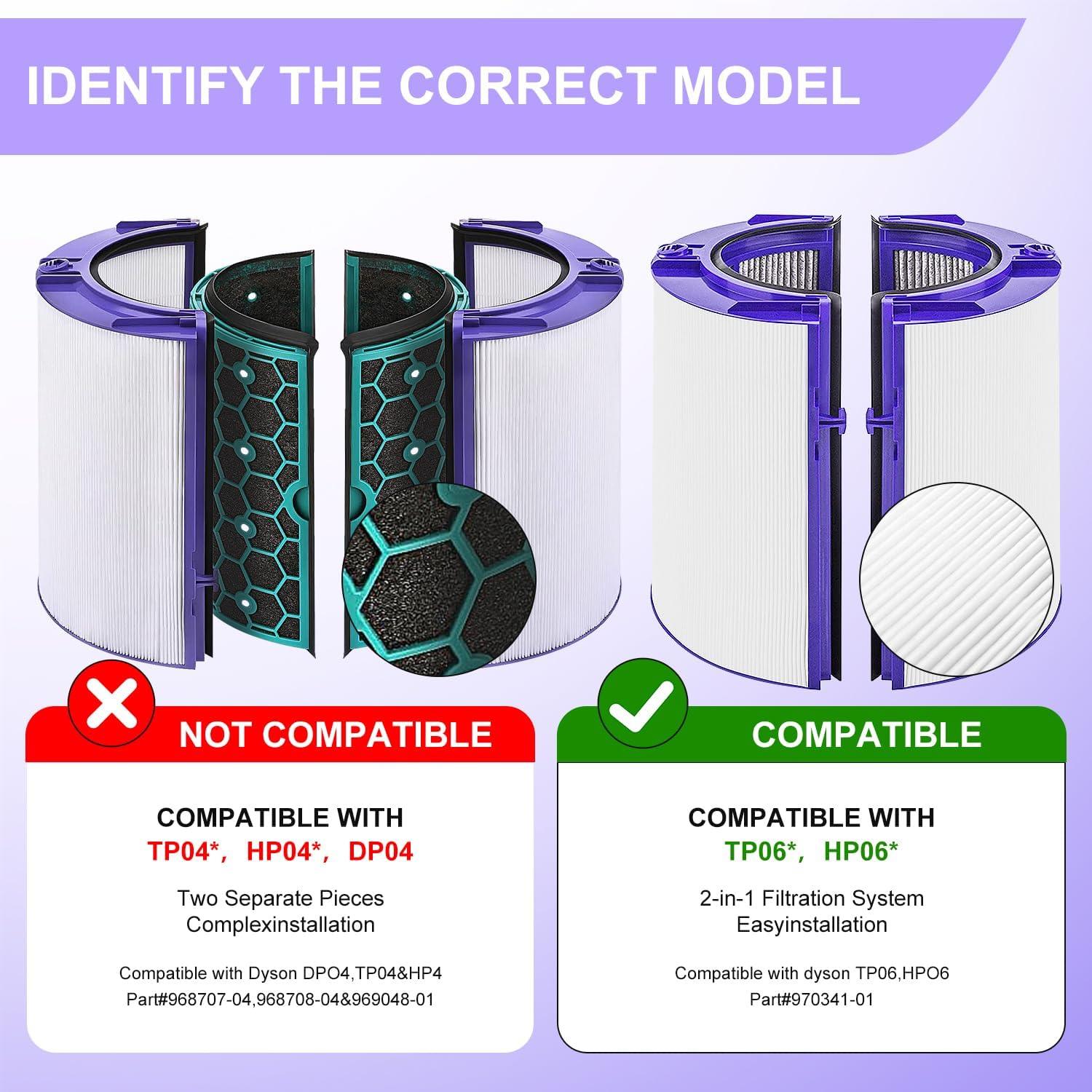 Filtro de repuesto 2 en 1 compatible con Dyson PH01 HP07 HP10 TP07 TP10 TP09