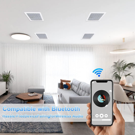 Herdio Altavoces de techo Bluetooth, 320 W, 5.25 pulgadas, montaje empotrado,...