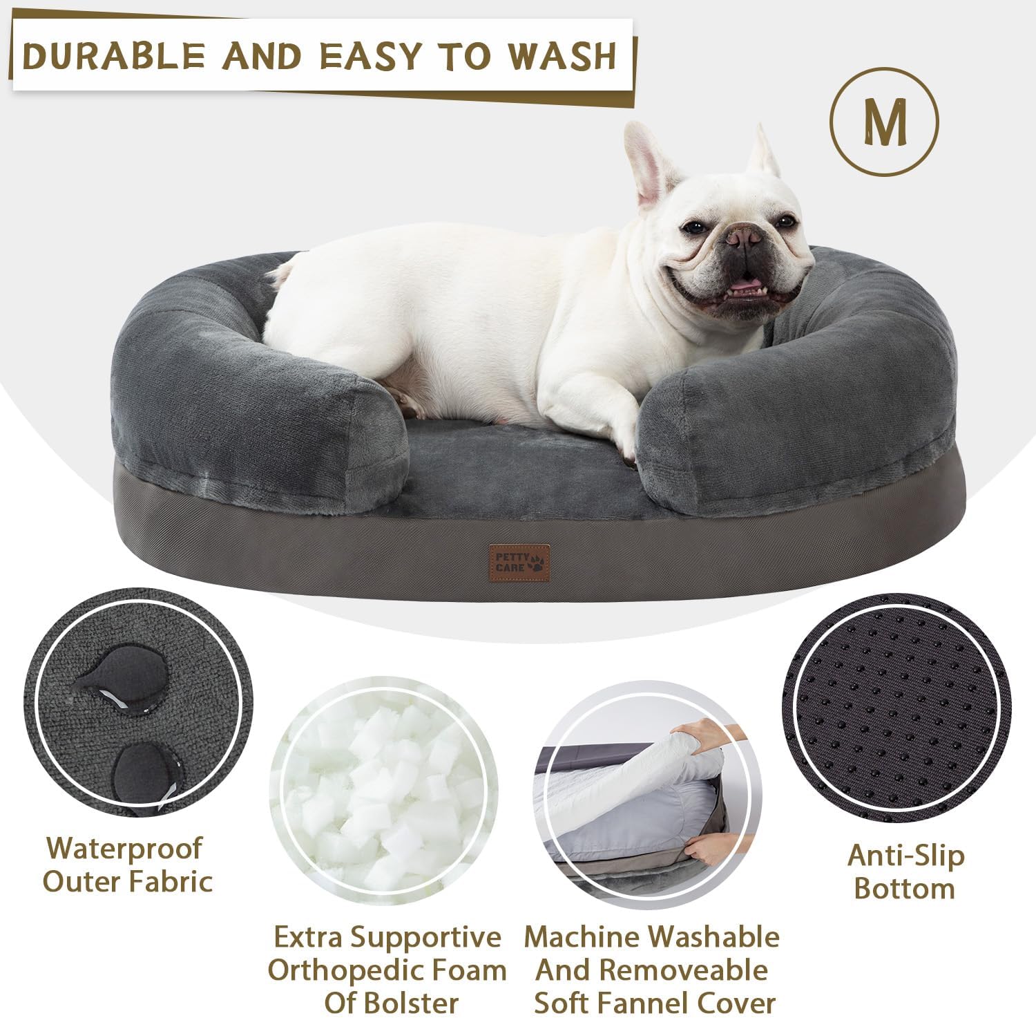 pettycare Cama ortopédica para perros medianos con espuma viscoelástica, cama...