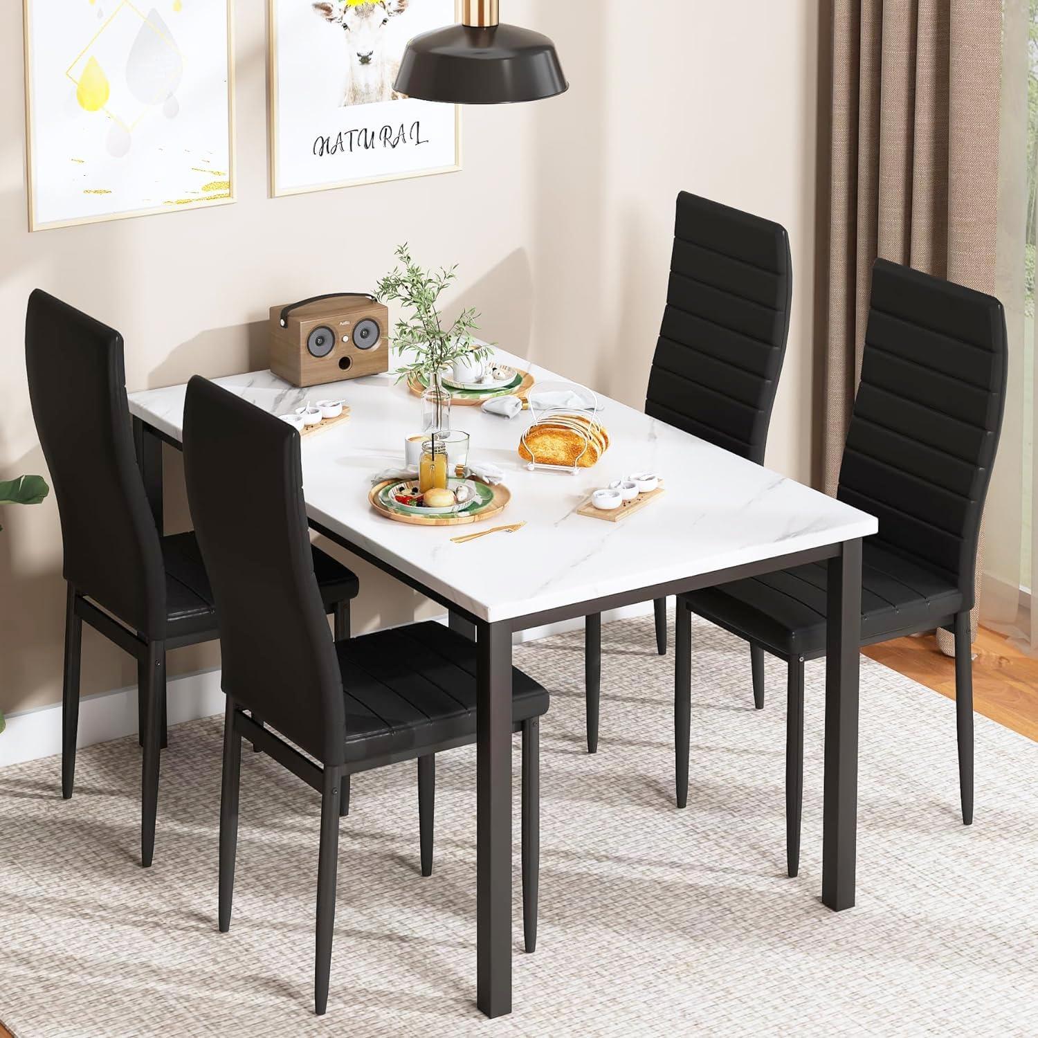 Juego de mesa de comedor de cocina para 4, moderno juego de mesa y sillas de