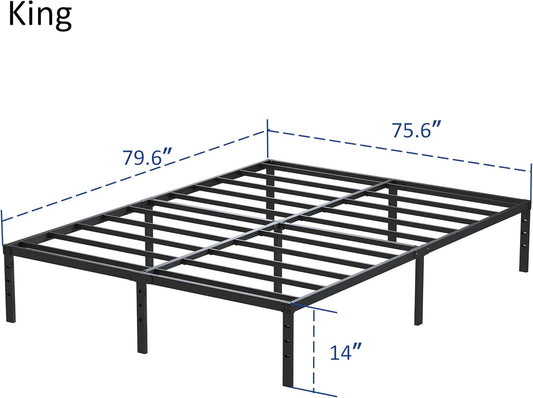 Base de cama tamaño King que no necesita somier, plataforma de cama resistente...