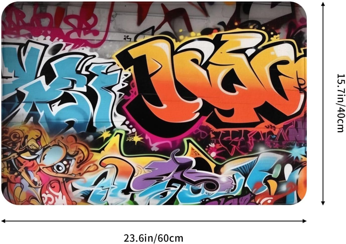 Alfombra de baño con estampado de graffiti hip hop, alfombra de franela suave