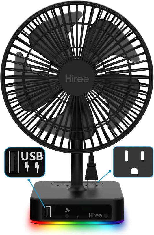Ventilador de escritorio con puerto de carga USB, ventilador de mesa de...