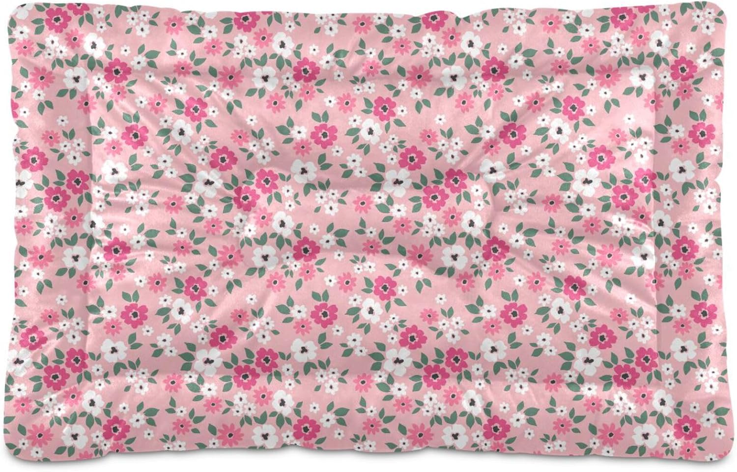 Almohadilla de cama para mascotas con diseño floral rosa, tapete suave para...