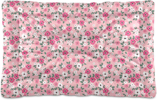 Almohadilla de cama para mascotas con diseño floral rosa, tapete suave para...