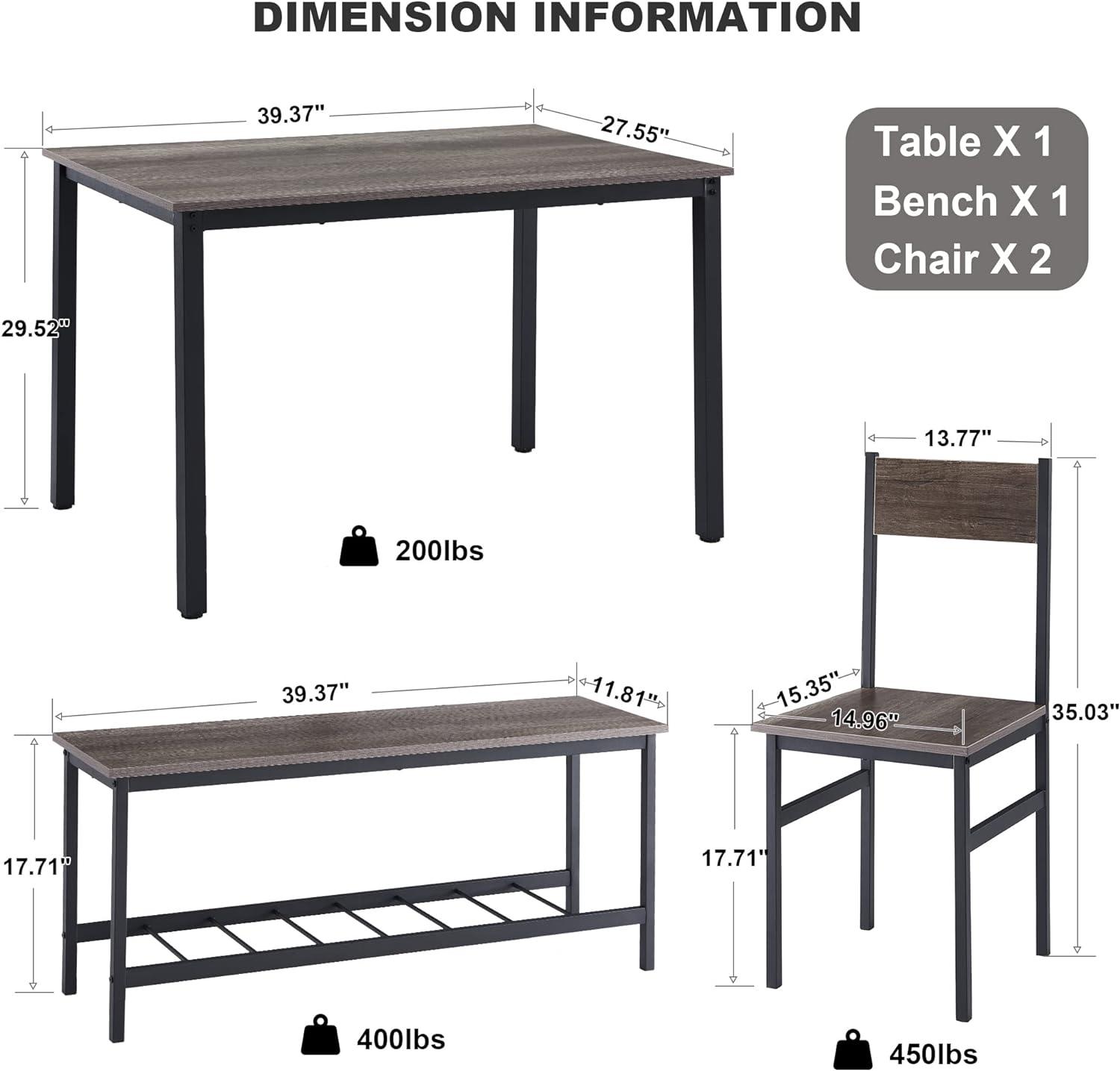 Juego de 4 piezas de cocina y comedor para 4, juego de mesa de comedor pequeño