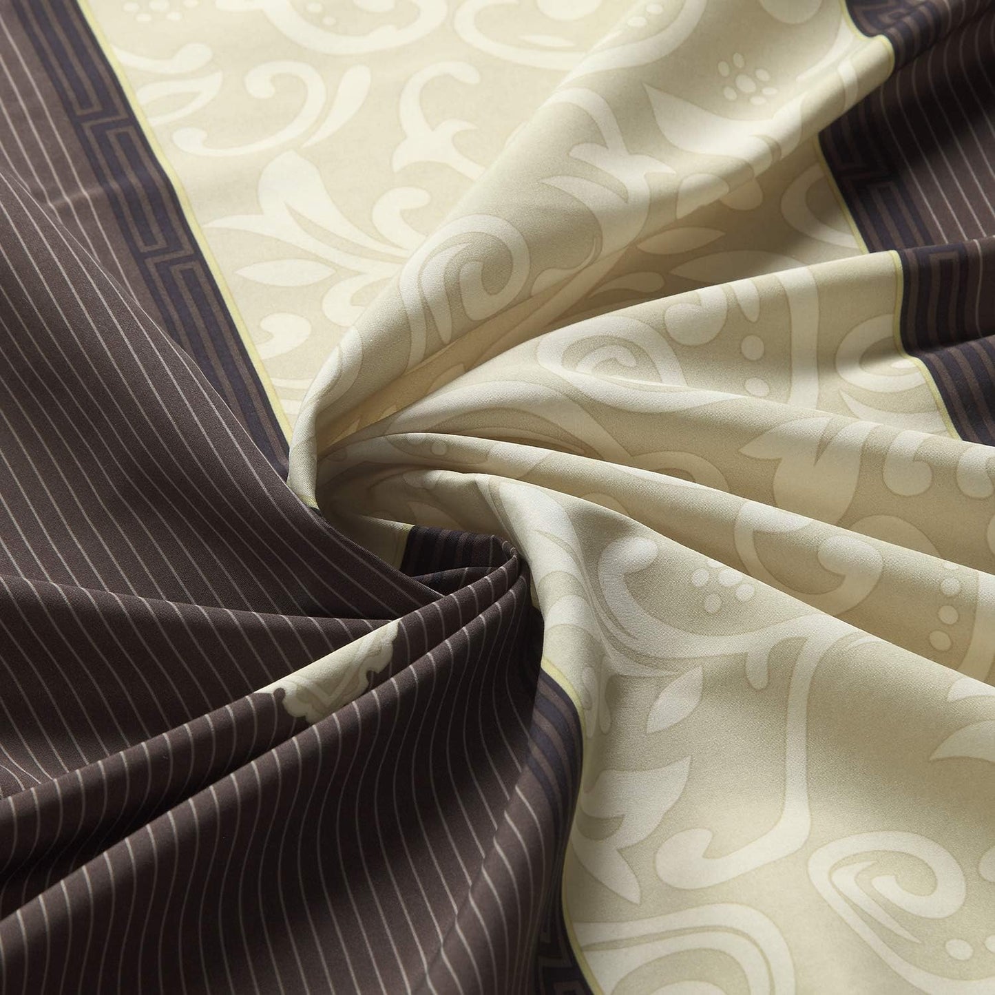 Cortina de ducha larga de tela, cortinas de ducha con estampado dorado marrón y