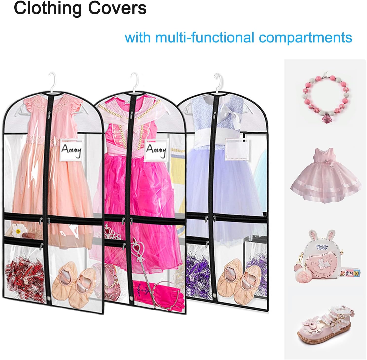 Paquete de 3 bolsas de ropa de baile de PVC transparente para bailarines, bolsa...