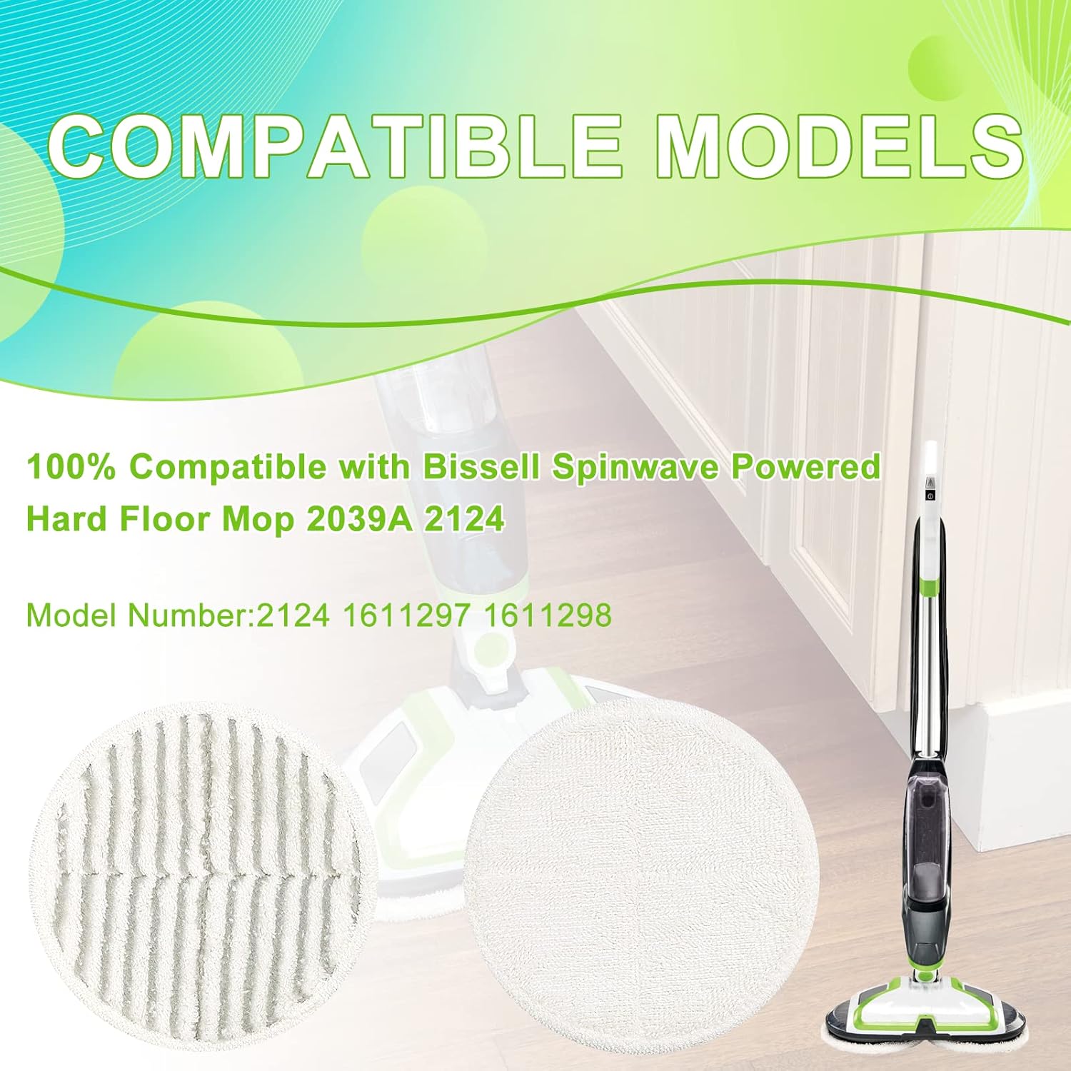 2124 Almohadillas de repuesto para trapeador Bisell Spinwave Spin Mop, (2...
