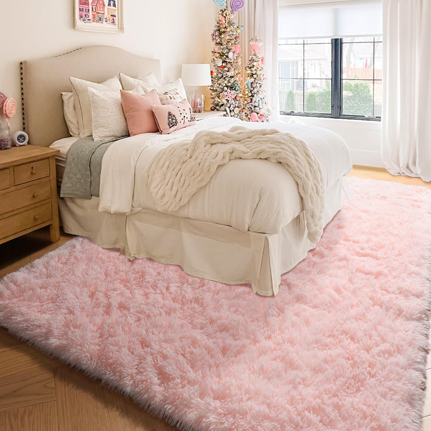 PAGISOFE Alfombras rosadas para dormitorio de niñas, 4 x 6 pies, mullidas,...
